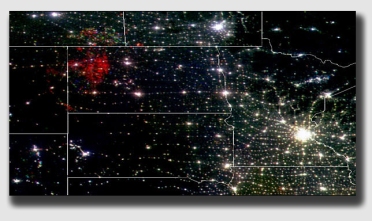 North Dakota - you can see the gas flares from outer space.