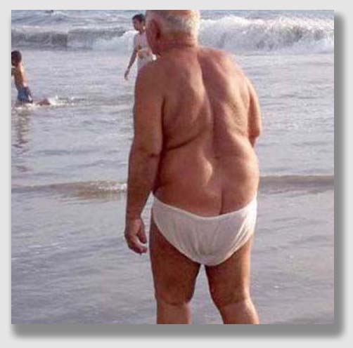 Oldsters with droopy pants - not pleasant to contemplate.